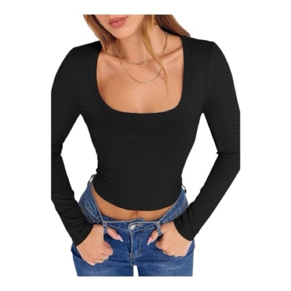 NWT-OQQ-TWO RIBBED LONG SLEEVE TOPS - Picture 4 of 10